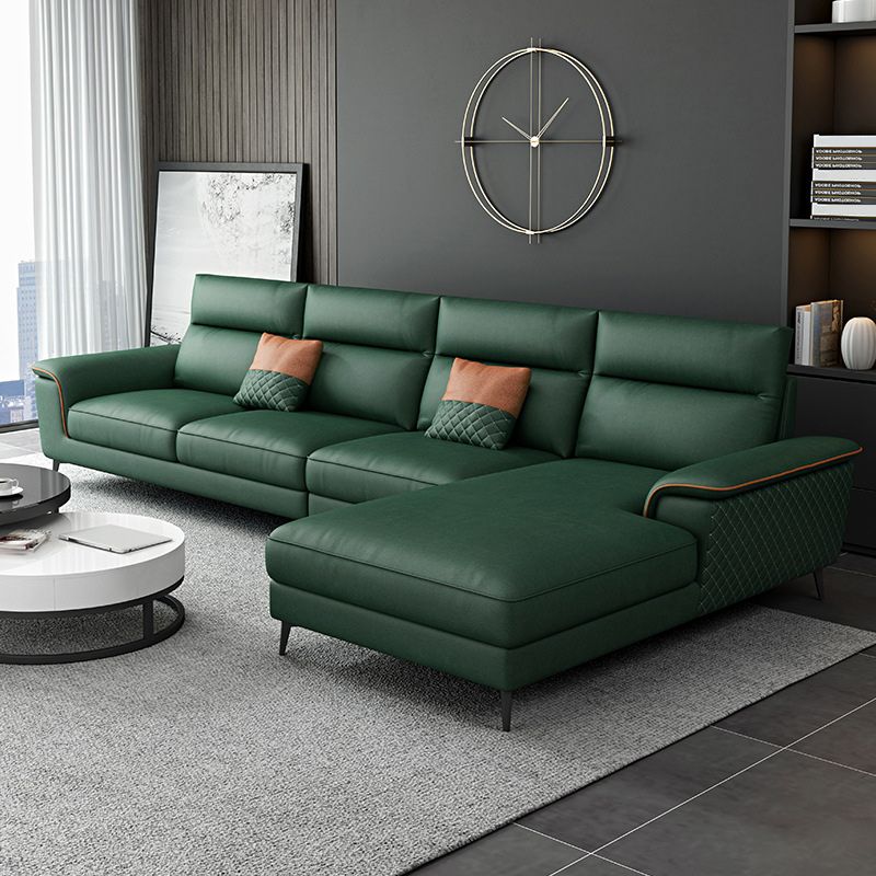 Modern Pillow Top Arm Sofa 4-Seater Faux Leather Sofa with Chaise Clearhalo 'furn' 'furn_sectionals' 'Furniture' 'Living Room Furniture' 'Sectionals' 1200x1200_8ba57de9-3984-4969-b155-43f96e52a715