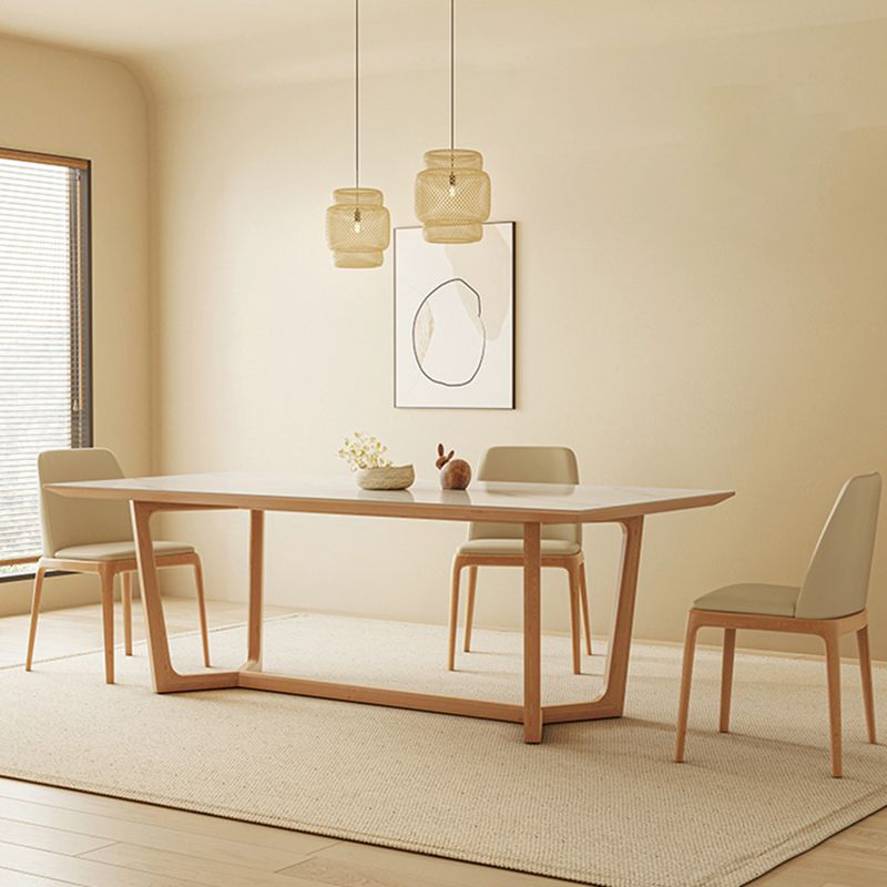 Industrial Dining Room Table Rectangle Stone Dining Site Table in White Clearhalo 'Dining Tables & Seating' 'Dining Tables' 'dining_table' 'furn' 'furn_dining_table' 'Furniture' 'Kitchen & Dining Furniture' 1200x1200_8ba5e7c9-cf94-4f1e-b9f7-6fc59a163d6a