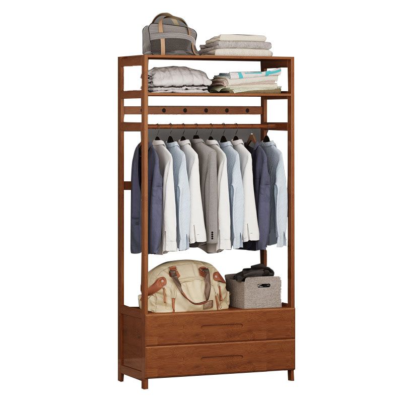 Zeitgenössische Holzattrack Hängende Schiene und Regale Aufbewahrungsbleiderbügel