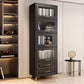 Contemporary Black Chest Glass Paned Accent Cabinet with Drawer Clearhalo 'Cabinets & Chests' 'cabinets_chests' 'furn' 'furn_cabinets_chests' 'Furniture' 'Living Room Furniture' 1200x1200_8ba80c05-1b06-47ee-b1cb-7da3272b6578