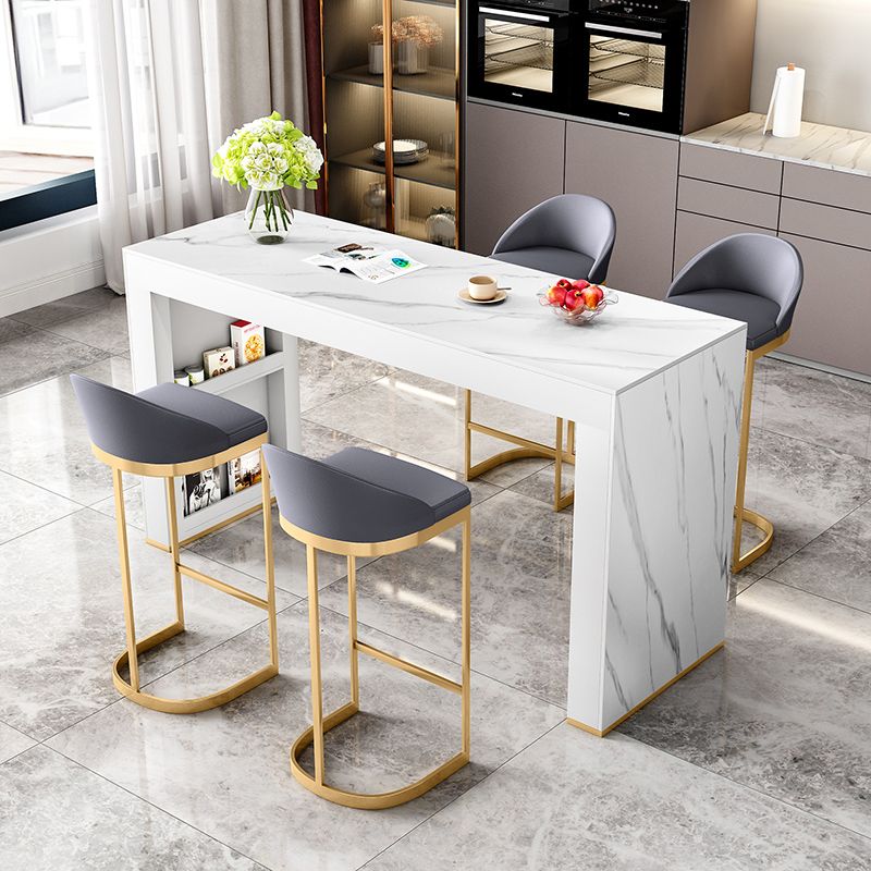 1/3/4/5 Pieces Glam Rectangle Sintered Stone Counter Table with High Stools