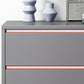 Cassettiera moderna per camera da letto, in legno ingegnerizzato, colore grigio, con cassetti