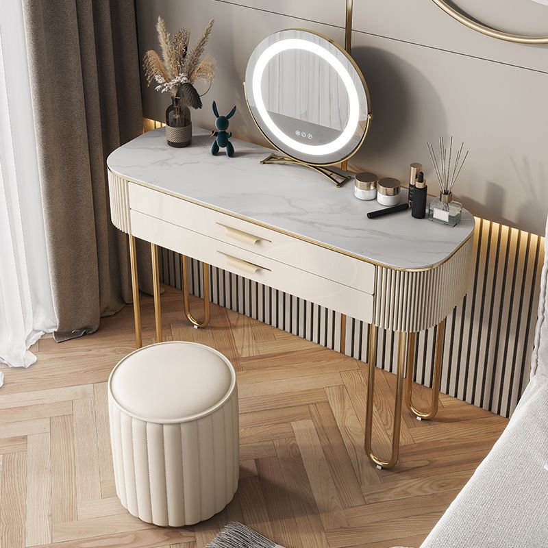 BEIGE Vanity, set di vanità in metallo alto 30 "con 2 cassetti