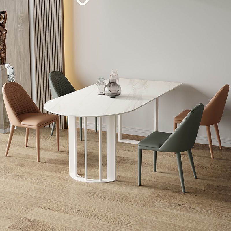 Stone Dining Room Collection Contemporary Double Pedestal Dining Table for Home Clearhalo 'Dining Tables & Seating' 'Dining Tables' 'dining_table' 'furn' 'furn_dining_table' 'Furniture' 'Kitchen & Dining Furniture' 1200x1200_8bacf16c-9d18-4523-b9b2-8043b57f38d7