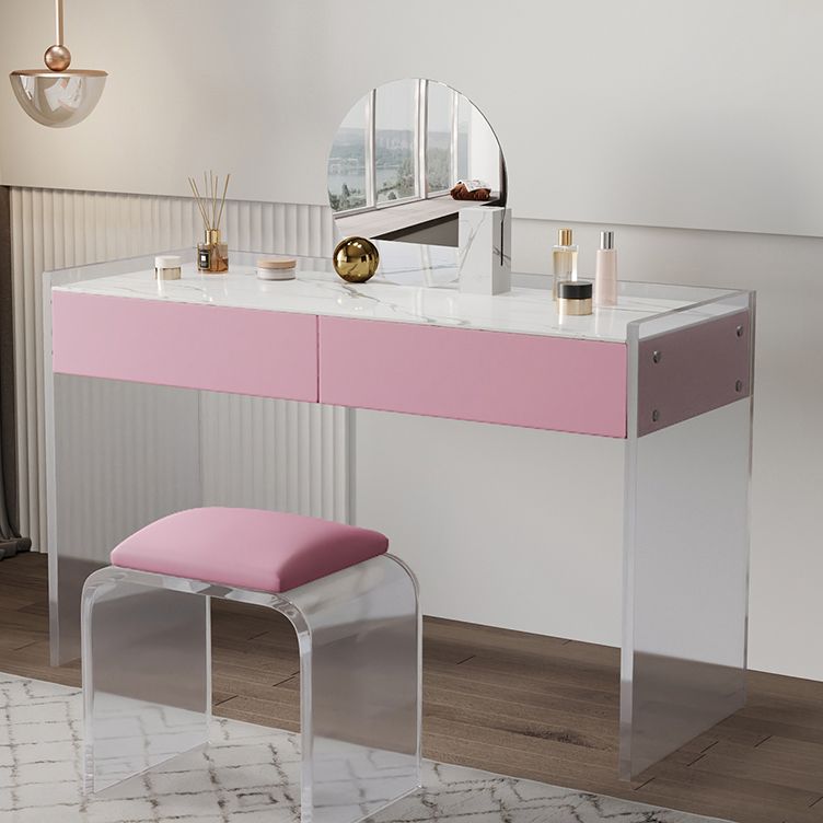 大理石 /アクリルの現代化された化粧虚栄心寝室用の2つの引き出し付きセット