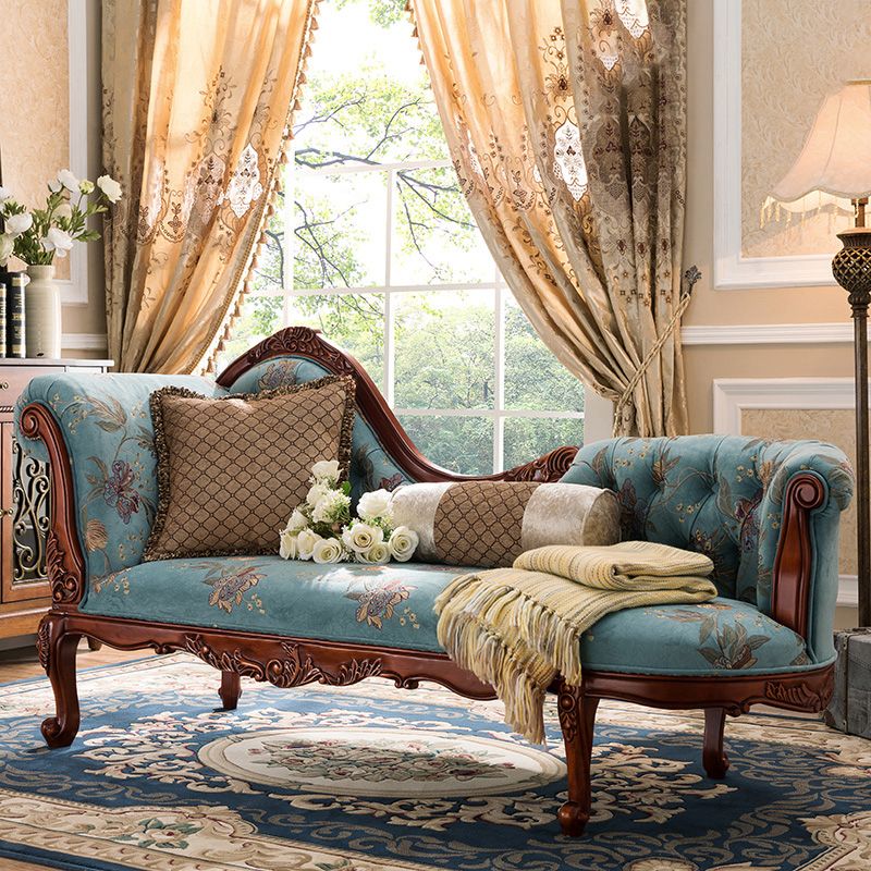 French Country Upholstered Chaise Lounge Couch One Armed Lounge Chair