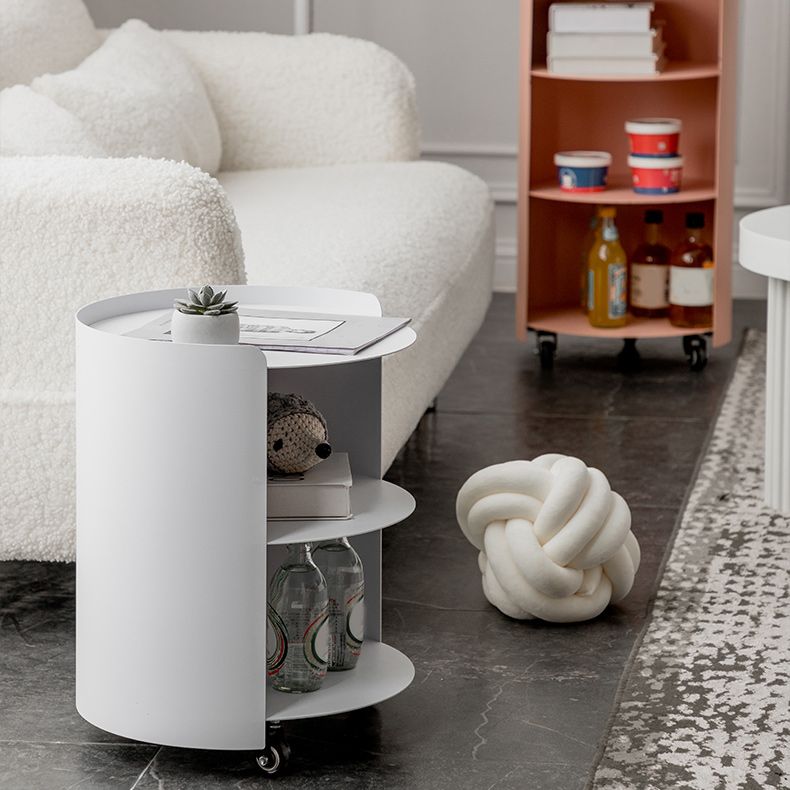 Mid-Century Round Side End Table Metal End Slide Table with Shelf Clearhalo 'Coffee & Accent Tables' 'End & Side Tables' 'end_side_tables' 'furn' 'furn_end_side_tables' 'Furniture' 'Living Room Furniture' 1200x1200_8bb4babf-e1f5-4220-81fe-7a1076486fb7