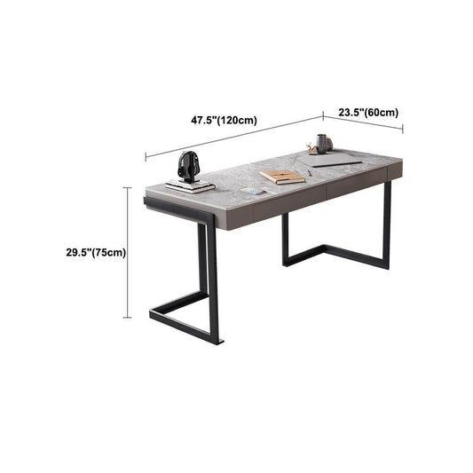 Steel and Stone Office Desk Grey 23.6" Wide Writing Desk Rectangular