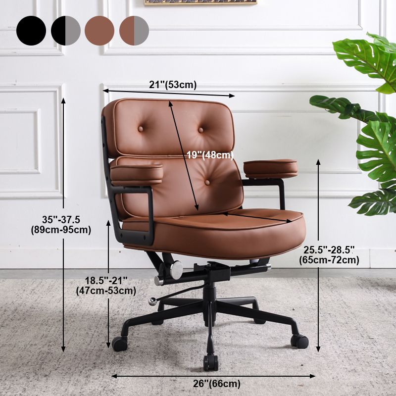 Modern Ergonomic Chair Height-adjustable Leather Fixed Arms Managers Chair Clearhalo 'Furniture' 'furniture_office_chair' 'Office Chairs' 'Office Furniture' 'office_chair' 1200x1200_8bb5b086-34b7-4aa2-b4ef-148bb8a7a4c3