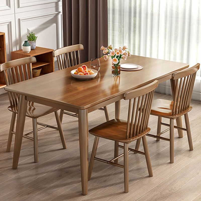 Rectangle Modern Dining Table Brown Tone Fixed Table with Rubberwood Solid Wood Clearhalo ' dining_table' 'Dining Tables & Seating' 'Dining Tables' 'furn' 'furn_dining_table' 'Furniture' 'furniture_dining_table' 'Kitchen & Dining Furniture' 'kitchen&dining_furn' 'kitchen' 'kitchen_dining_table' 1200x1200_8bb621b7-ee00-4ee0-93d6-e25ece6d1eb4