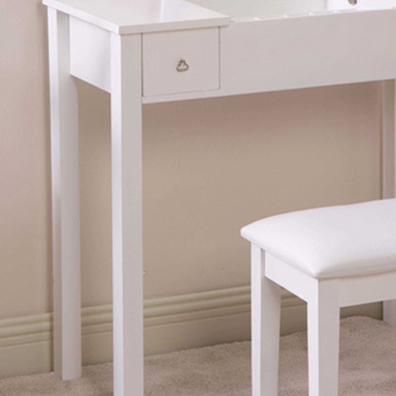 Capovolgimento a specchio singolo vanity scrivania doppia cassettiera dritta piedi in bianco in bianco