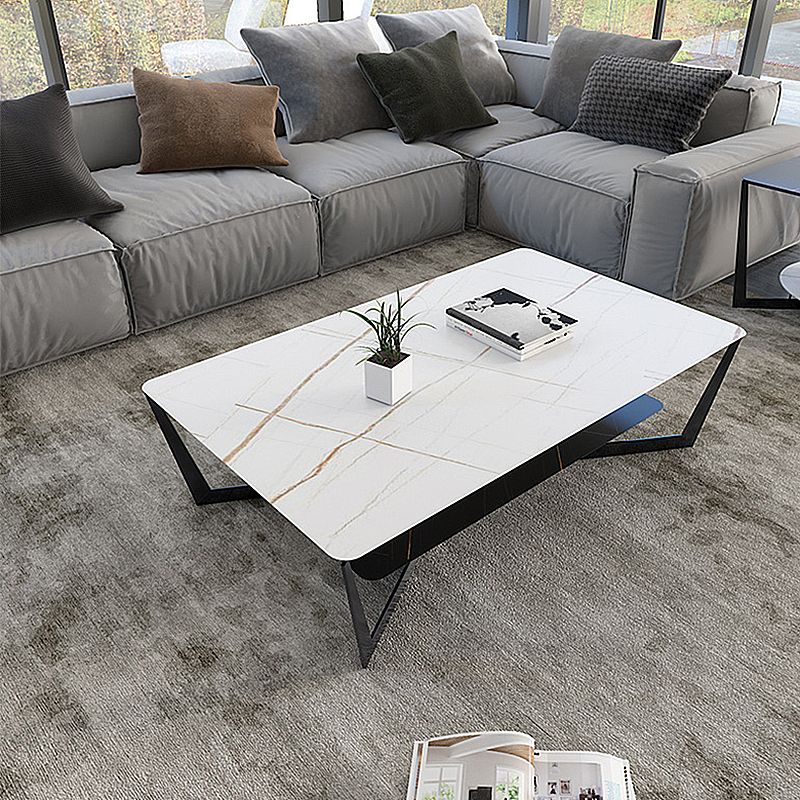 Cross Table Base Design Black Metal Base Slate Top Rectangular Coffee Table Clearhalo 'Coffee & Accent Tables' 'Coffee Tables' 'coffee_tables' 'furn' 'furn_coffee_tables' 'Furniture' 'Living Room Furniture' 1200x1200_8bb85a4b-95a9-40ea-a1ad-1226cc3c0a9a