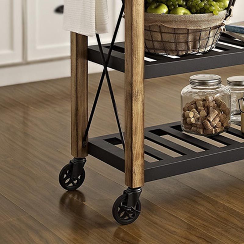 Pine Wood Kitchen Trolley Isla de cocina de madera maciza con estante de toalla