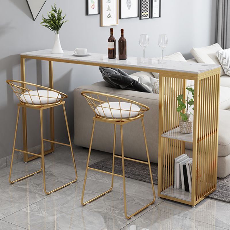 Modern Bar Table Set 1/3 Pieces Faux Marble Counter Table with Upholstered Stools Clearhalo 'Bar Furniture' 'furn' 'furn_home_bar_bar_sets' 'Furniture' 'Home Bars & Bar Sets' 'home_bar_bar_sets' 'Kitchen & Dining Furniture' 1200x1200_8bba1760-f4dc-48df-8ef9-5871e1763a5a