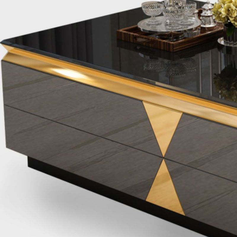 15.75 "H TV Style Glam Style Console TV de stockage fermé en noir avec 2 tiroirs