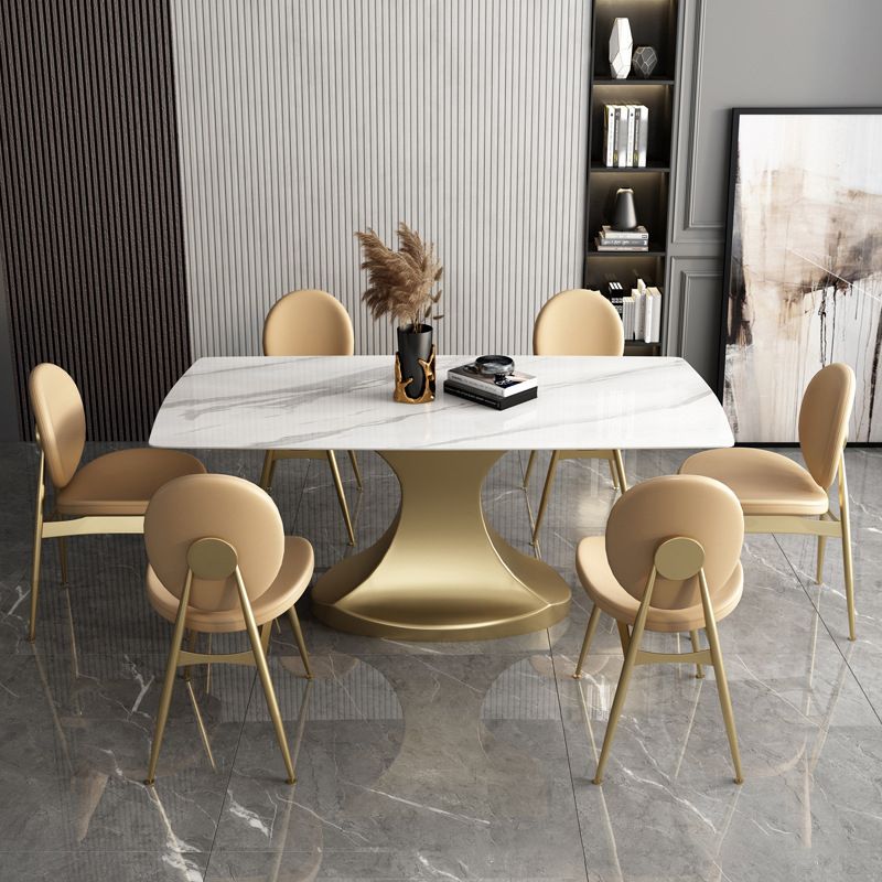 Glam Sintered Stone Dining Room Set Standard Height with Gold Leg Dining Furniture for Home Use Clearhalo 'Dining Room Sets' 'Dining Tables & Seating' 'dining_room_set' 'furn' 'furn_dining_room_set' 'Furniture' 'furniture_dining_room_set' 'Kitchen & Dining Furniture' 'kitchen&dining_furn' 'kitchen' 1200x1200_8bbd9600-2fa5-4d46-a04d-a3a2544c0329