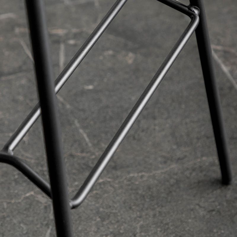 Modern Backrest Armless Counter Stool Iron Bistro Bar Stool with Leather Cushion