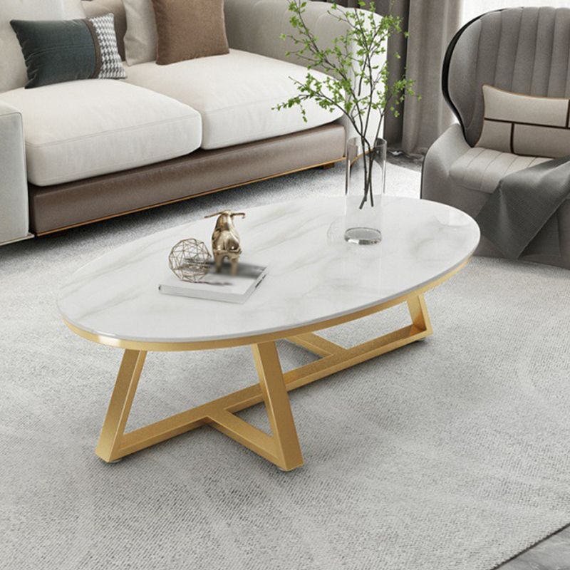 Modern Style Solid Slate Top White Gold/white/black Gold/grey Oval Coffee Table Clearhalo 'Coffee & Accent Tables' 'Coffee Tables' 'coffee_tables' 'furn' 'furn_coffee_tables' 'Furniture' 'Living Room Furniture' 1200x1200_8bbf5769-cc29-4f1b-ac9d-3bd1ed1d5317