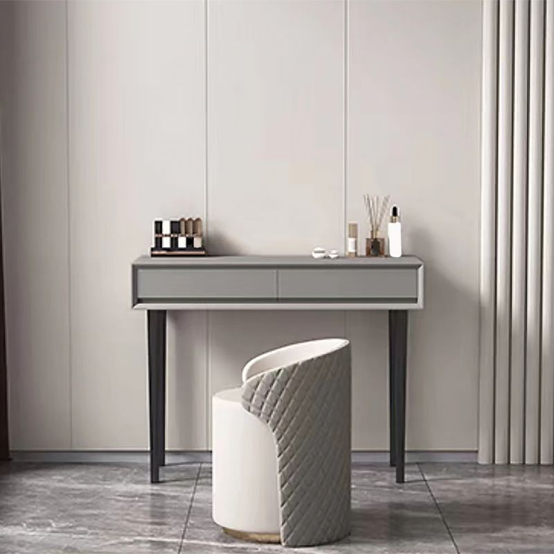 Gray Wood Vanity Desk Modern Simple 2 Drawers Dresser with Stool - 29.5" H Clearhalo 'Bedroom Furniture' 'furn' 'furn_makeup_vanities' 'Furniture' 'Makeup Vanities' 'makeup_vanities' 1200x1200_8bbf7056-9379-47a1-9500-b7255a6aa1b5