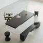 Irregular Dining Table Contemporary Style Solid Wood Black Dinner Table