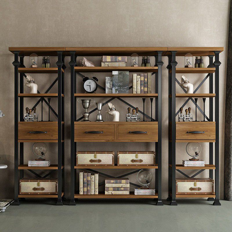 Solid Wood Bookshelf Industrial Style Open Back Bookcase for Home Office Clearhalo 'Bookcases' 'furn' 'furn_bookcases' 'Furniture' 'furniture_bookcases' 'Office Furniture' 1200x1200_8bc18df2-3951-4487-873d-a8f3a5241397