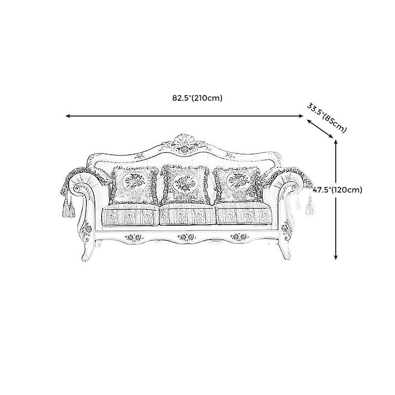 Traditional Rolled Arm White/black Frame Velvet Settee Couch for Three People