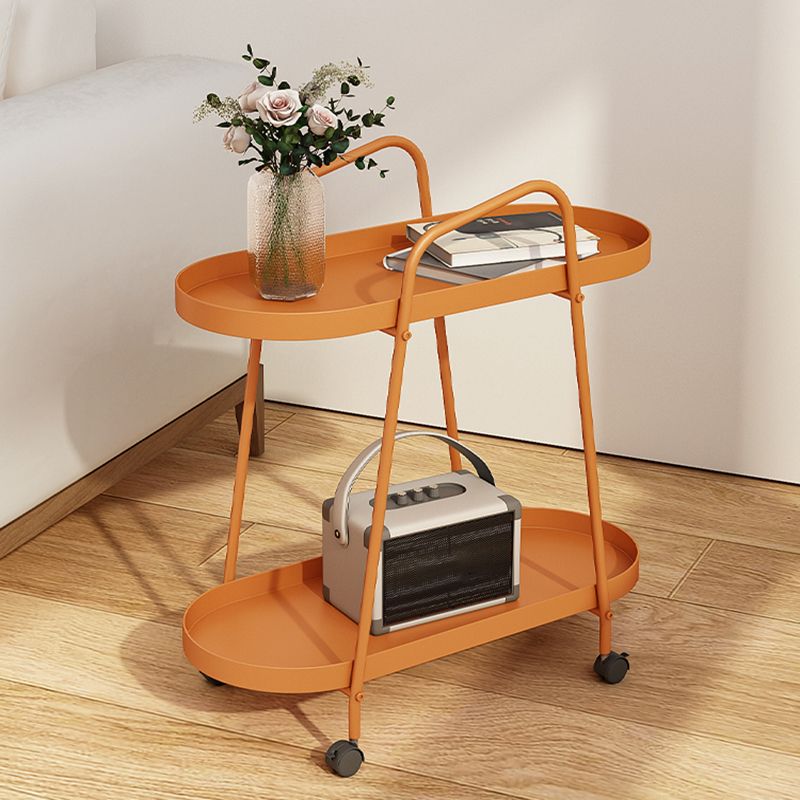 Tray Top Double Tier End Table Oval End Slide Table with Storage