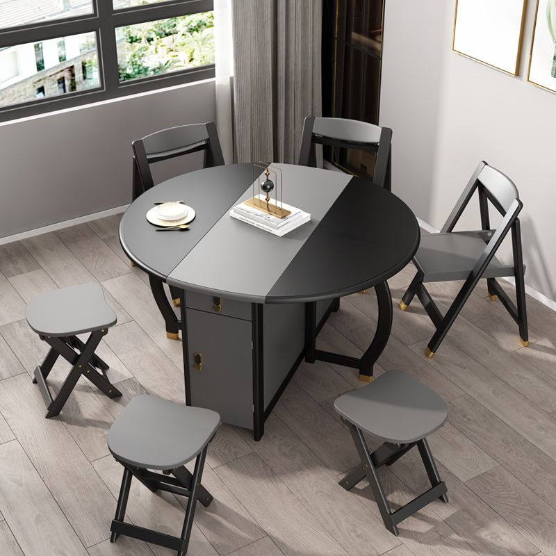 Mid-Century Modern Dining Table Round Solid Wood Drop-Leaf Dining Table for Home Use Clearhalo ' dining_table' 'Dining Tables & Seating' 'Dining Tables' 'furn' 'furn_dining_table' 'Furniture' 'furniture_dining_table' 'Kitchen & Dining Furniture' 'kitchen&dining_furn' 'kitchen' 'kitchen_dining_table' 1200x1200_8bc5fbda-bffb-4a73-85d2-b05476c1b728