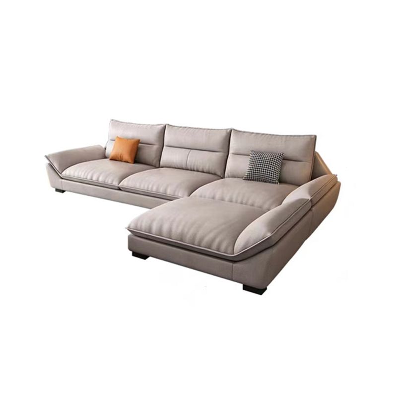 Modern 3/4-Seater Faux Leather Sofa & Chaise 68.9" D Pillow Top Arm Sofa Clearhalo 'furn' 'furn_sectionals' 'Furniture' 'Living Room Furniture' 'Sectionals' 1200x1200_8bc72a2b-5d91-4249-be24-22f35758e71c
