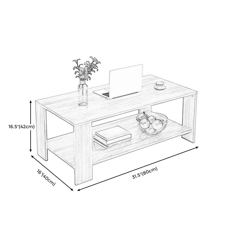 Modern Style Wood-paneled Rectangular Coffee Table with a 4 Legs Base