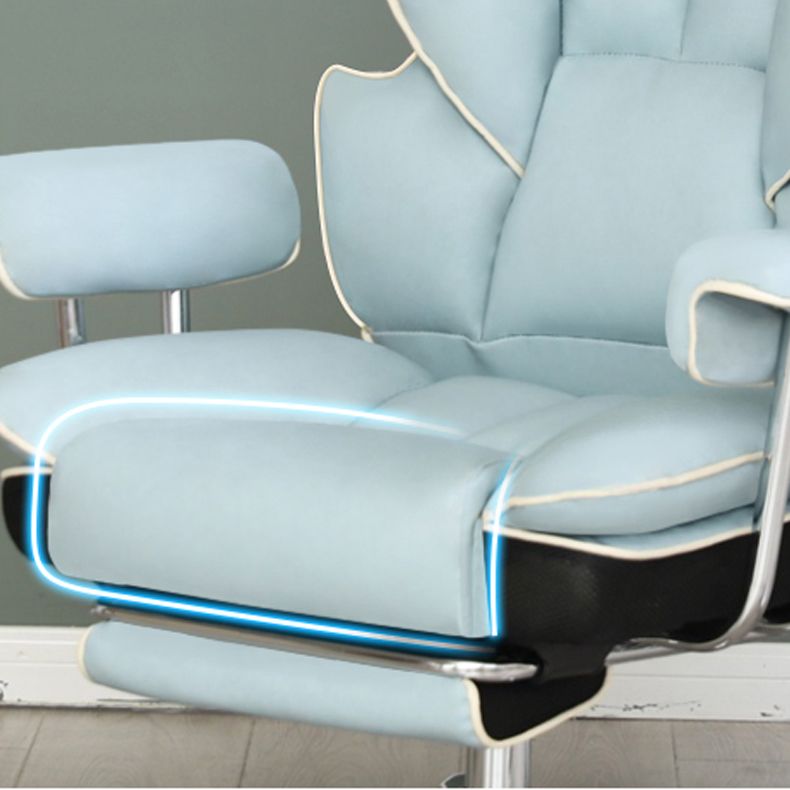 Silver Metal Modern Desk Chair with High Back Leather Conference Chair Clearhalo 'furn' 'furn_office_chair' 'Furniture' 'furniture_office_chair' 'Office Chairs' 'Office Furniture' 'office_chair' 1200x1200_8bca9522-961e-4c03-909f-1979df58b981