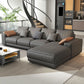 Contemporary Stain-Resistant Faux Leather L-Shape Square Arm Sofa