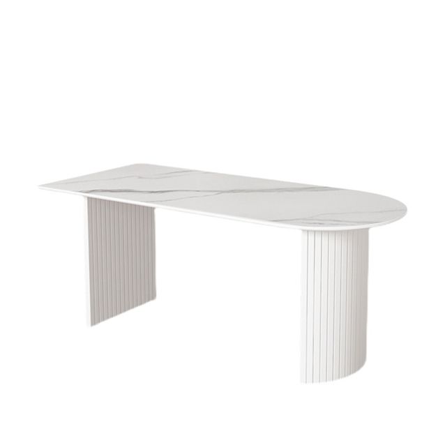 Stone Top Table Contemporary Dining Table with Sled Base in White Clearhalo 'Dining Tables & Seating' 'Dining Tables' 'dining_table' 'Furniture' 'furniture_dining_table' 'Kitchen & Dining Furniture' 'kitchen' 'kitchen_dining_table' 1200x1200_8bcd01f2-1f5d-4c63-82c9-f66296e4a9bd