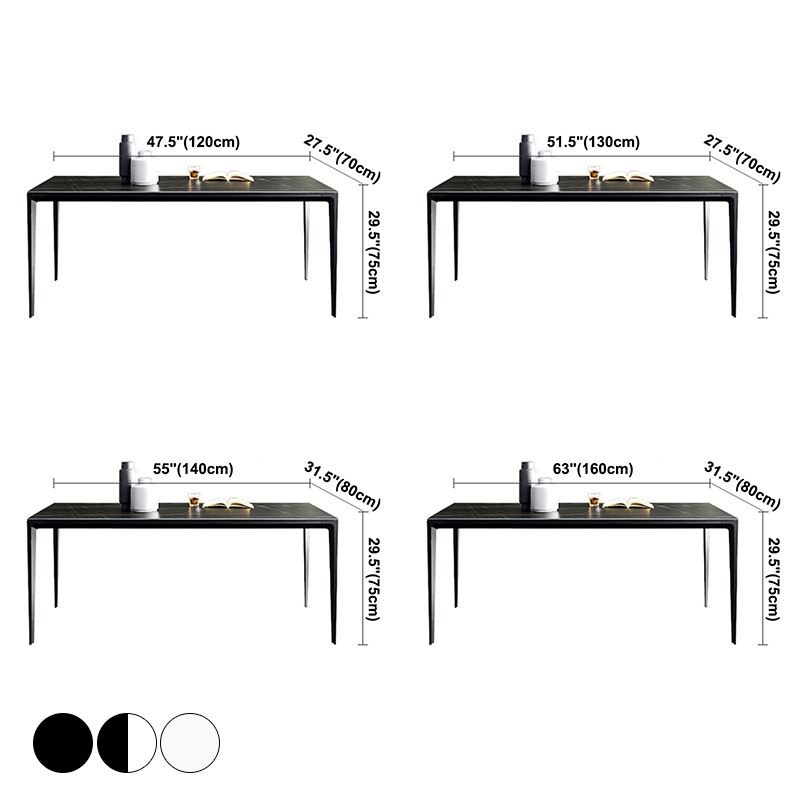 Modern Rectangle Dining Table Sintered Stone Dining Table with 4 Metal Legs Clearhalo ' dining_table' 'Dining Tables & Seating' 'Dining Tables' 'Furniture' 'furniture_dining_table' 'Kitchen & Dining Furniture' 'kitchen&dining_furn' 'kitchen' 'kitchen_dining_table' 1200x1200_8bcd19f6-1c11-4521-a641-483140ce05ce