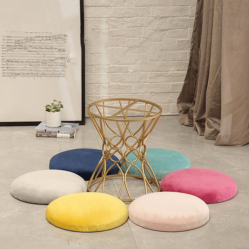 Glam Velvet Ottoman Plain Round Metal Frame Foot Stool Ottoman Clearhalo 'furn' 'furn_ottomans_poufs' 'Furniture' 'Living Room Furniture' 'Ottomans & Poufs' 'ottomans_poufs' 1200x1200_8bcd87d1-31bf-4d0b-b981-bdefa7c85b3a