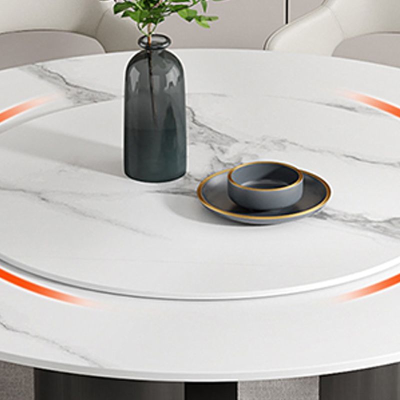 Mesa de comedor moderna con base de pedestal, mesa redonda con base de acero inoxidable