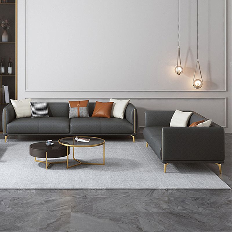 Contemporary Dark Gray Standard Sofa Faux Leather Sqaure Arm Couch Clearhalo 'furn' 'furn_sofas' 'Furniture' 'furniture_sofas' 'Living Room Furniture' 'Sofa' 'sofas' 1200x1200_8bd16bf9-66a1-4347-80f1-a05d0e7a9992