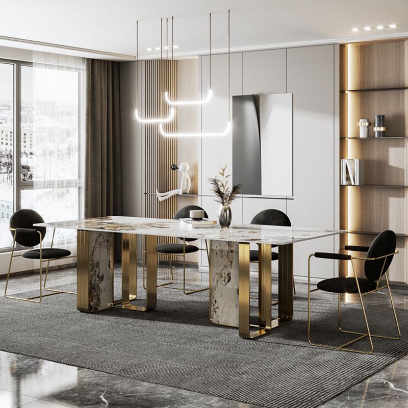 Glam Style Dining Rectangle Table Dining Sintered Stone Table for Home