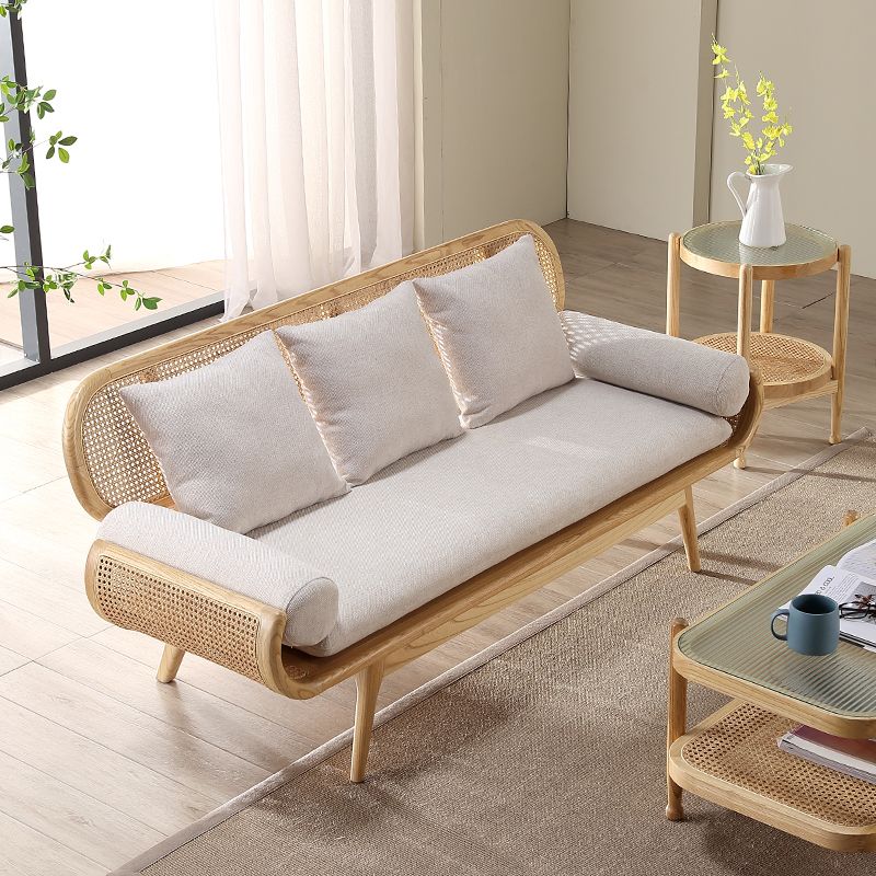Tropical Corduroy Sofa in Solid Wood Linen Sofa for Living Room