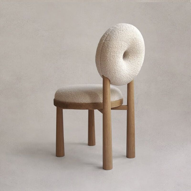 Silla de comedor sin brazo de madera sólida de comedor tapizado contemporáneo