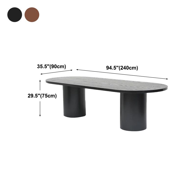 Contemporary Wood Top Oval Dinette Table Metal Base Dining Table for Living Room Clearhalo 'Dining Tables & Seating' 'Dining Tables' 'dining_table' 'furn' 'furn_dining_table' 'Furniture' 'furniture_dining_table' 'Kitchen & Dining Furniture' 'kitchen' 'kitchen_dining_table' 1200x1200_8bd499c6-28e4-4dc5-80f5-a97e0482eaa0