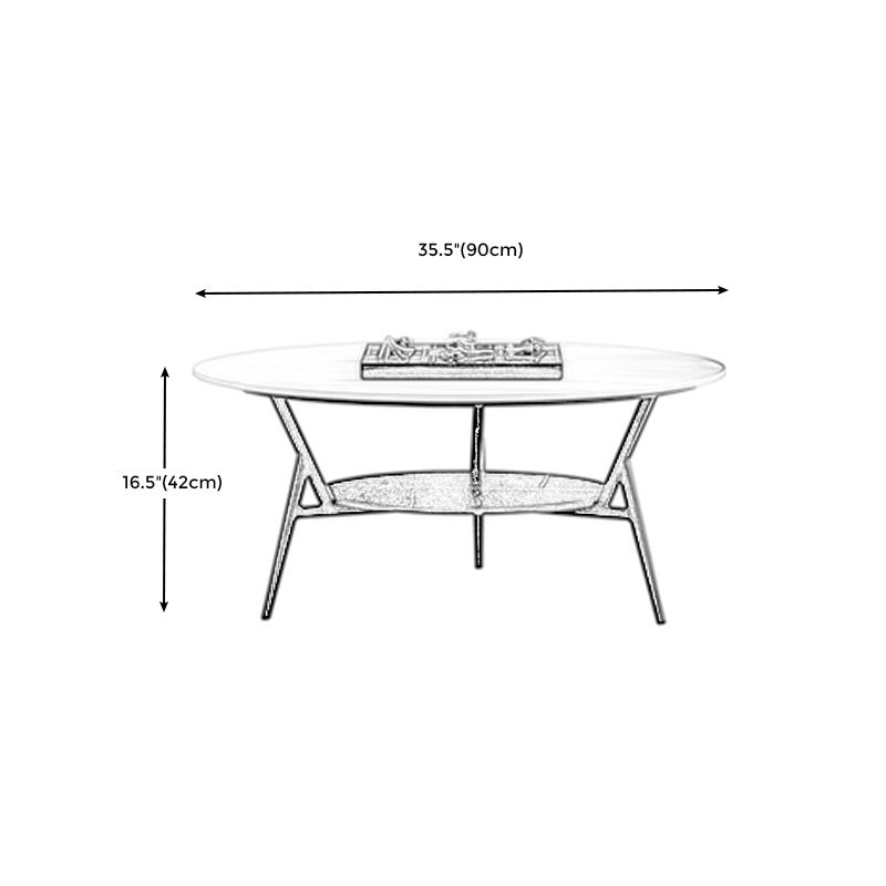 Modern Slate Trestle Coffee Table with Storage Round Cocktail Table in Grey Clearhalo 'Coffee & Accent Tables' 'Coffee Tables' 'coffee_tables' 'furn' 'furn_coffee_tables' 'Furniture' 'furniture_coffee_tables' 'Living Room Furniture' 1200x1200_8bd66c06-a399-46d7-a063-590f6f1f96e7
