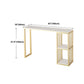 Glam Rectangle Bar Dining Table White Faux Marble Top Iron Indoor Bistro Table with Shelf Clearhalo 'Bar Furniture' 'Bar Tables' 'bar_tables' 'furn' 'furn_bar_tables' 'Furniture' 'furniture_bar_tables' 'Kitchen & Dining Furniture' 1200x1200_8bd71a3c-9437-431d-94fd-b1a5b83c8a23