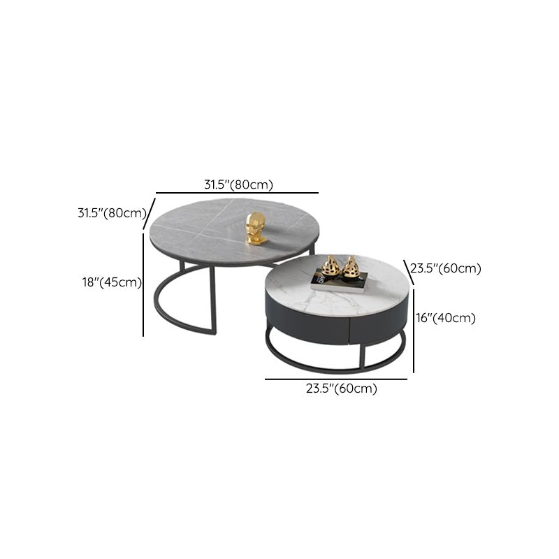 Frame 2 Nesting Coffee Table Set Modern Slate Cocktail Table with Drawer Clearhalo 'Coffee & Accent Tables' 'Coffee Tables' 'coffee_tables' 'furn' 'furn_coffee_tables' 'Furniture' 'Living Room Furniture' 1200x1200_8bd74a60-1e90-4f4d-96c6-938685f77aec