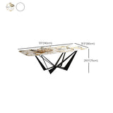 Industrial Style Sintered Stone Table Dining Rectangle Table with Metal Legs for Home Use