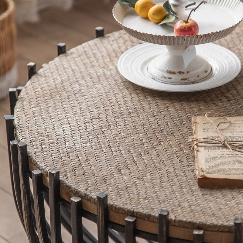 Rustic Solid Wood End Table Round Accent Side Table in Distressed Finish