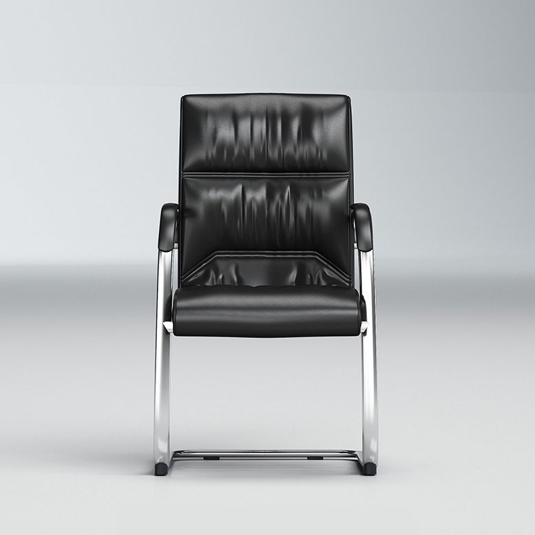 Contemporary Desk Chair Black Leather No Wheels Office Chair Clearhalo 'furn' 'furn_office_chair' 'Furniture' 'Office Chairs' 'Office Furniture' 'office_chair' 1200x1200_8bdab6e9-1f80-4436-a9a9-215e502b046d