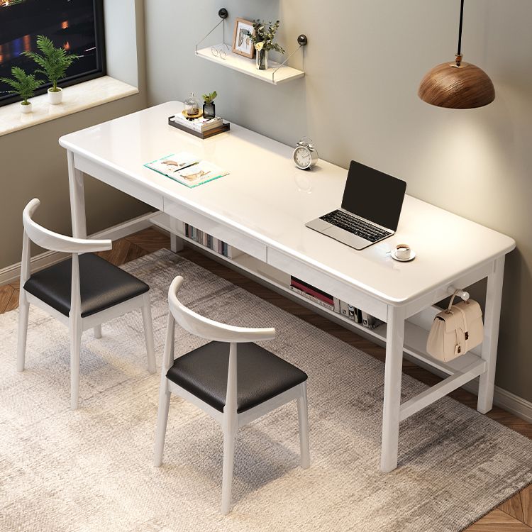 Bureau de bureau en bois moderne 1 Shelf Rectangle Writing Desk avec base en H pour la maison