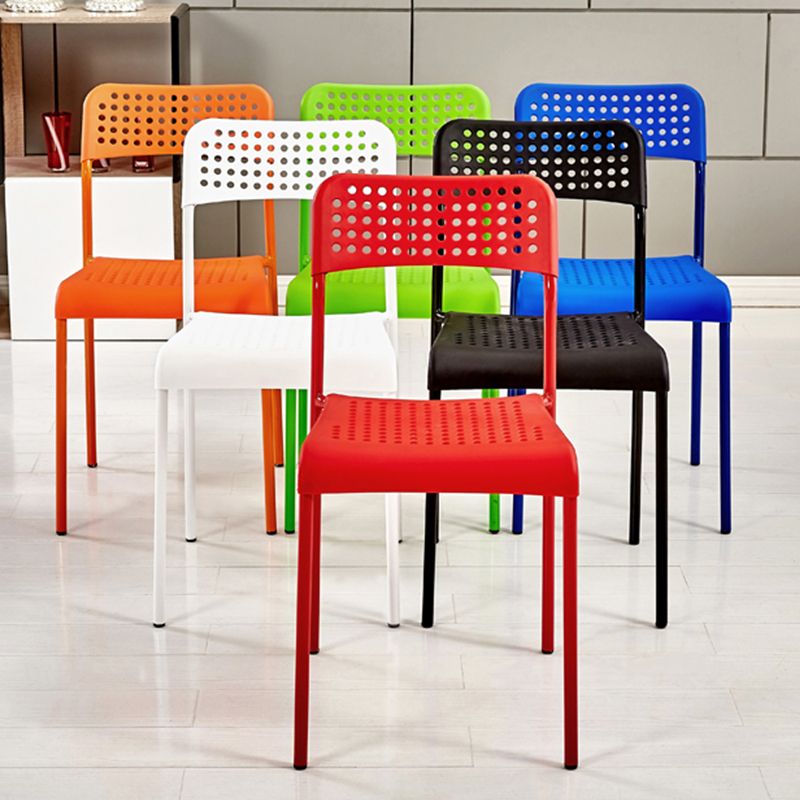 Contemporary Metal Dining Room Chairs Plastic Open Back Dining Side Armless Chair Clearhalo ' kitchen&dining_furn' 'Dining Chairs' 'Dining Tables & Seating' 'dining_chair' 'furn' 'furn_dining_chair' 'Furniture' 'furniture_dining_chair' 'Kitchen & Dining Furniture' 'kitchen' 1200x1200_8bdb67d4-997a-4f5e-a949-cd68cab94409