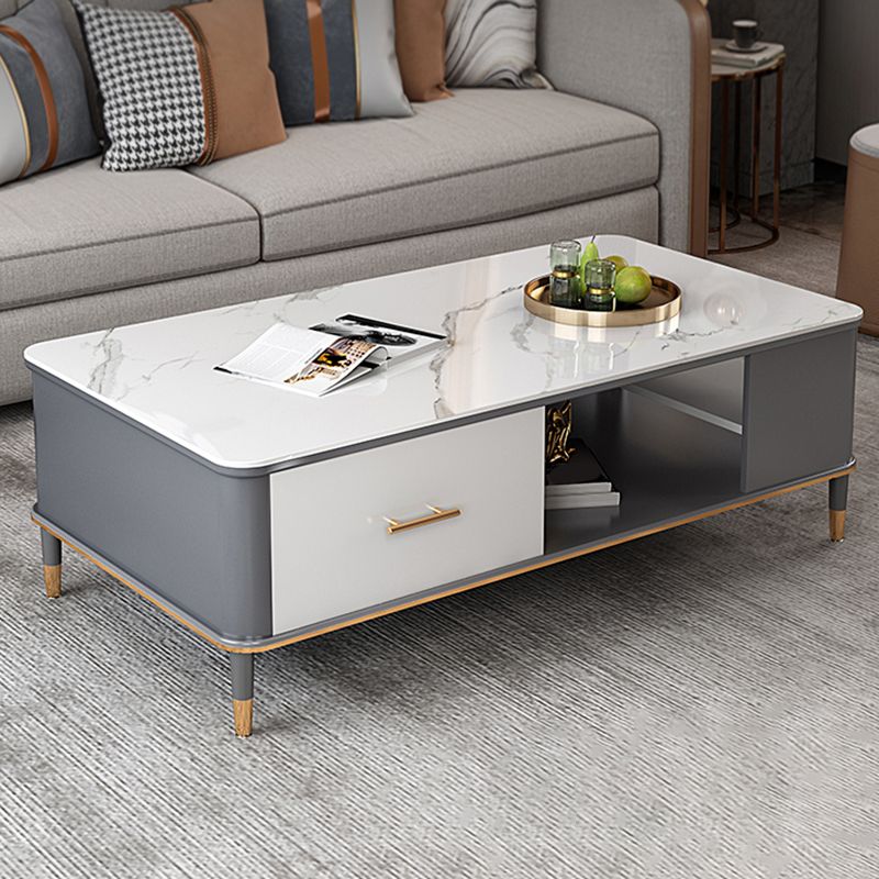 Mesa de centro Glam de 17" de alto, mesa de cóctel rectangular con cajón